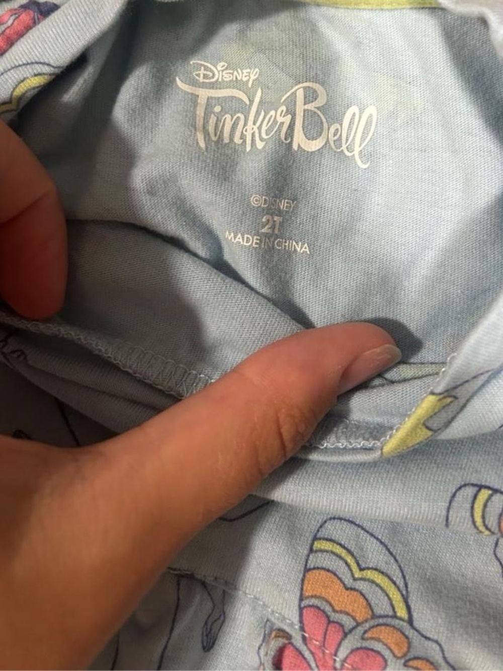Disney Tinker Bell Light Blue Pajama Set with Butterfly Print